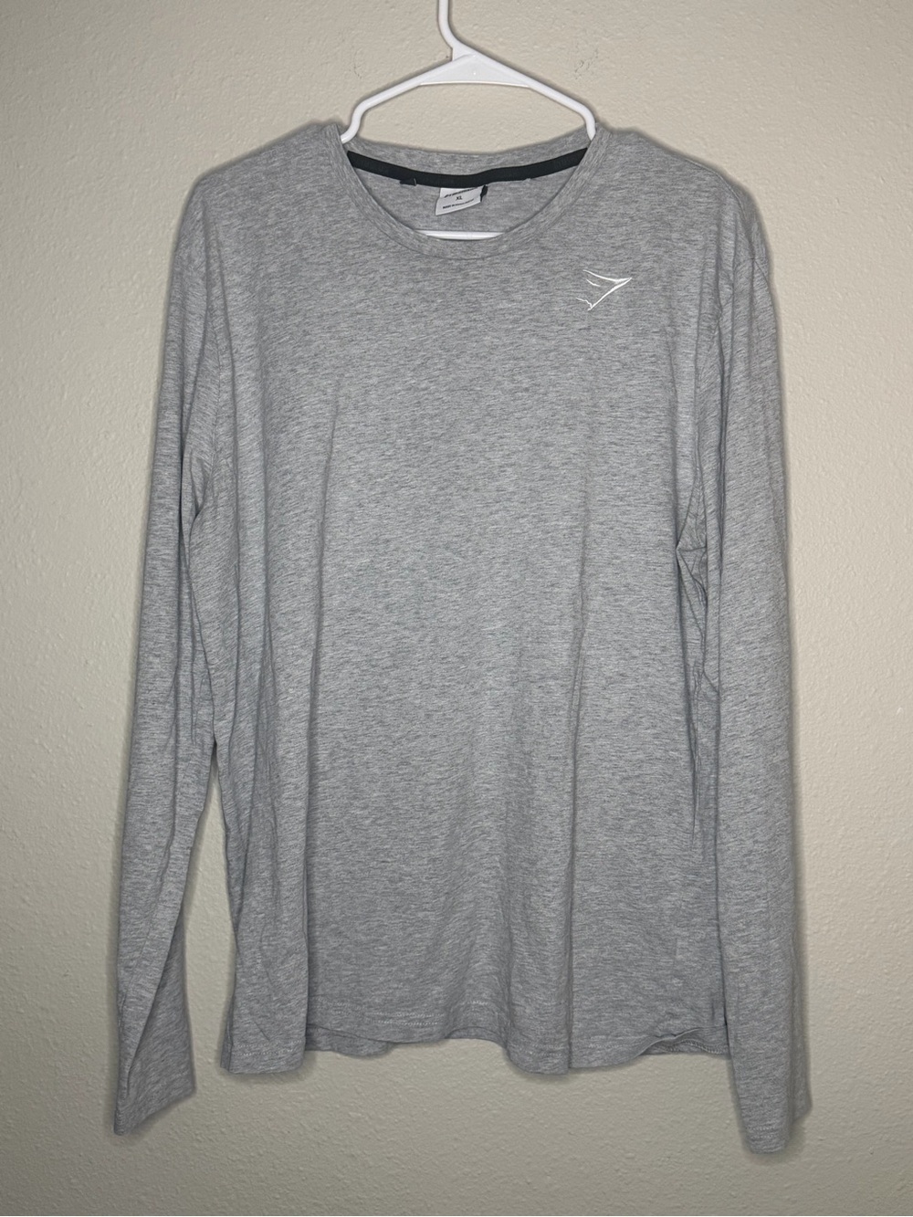 Gymshark Shirt Mens XL Gray Cotton Performance Active Gym Casual Long Sleeve